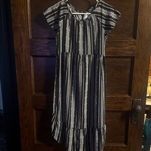 Old Navy Black and White Striped Kids Dress, Size XL